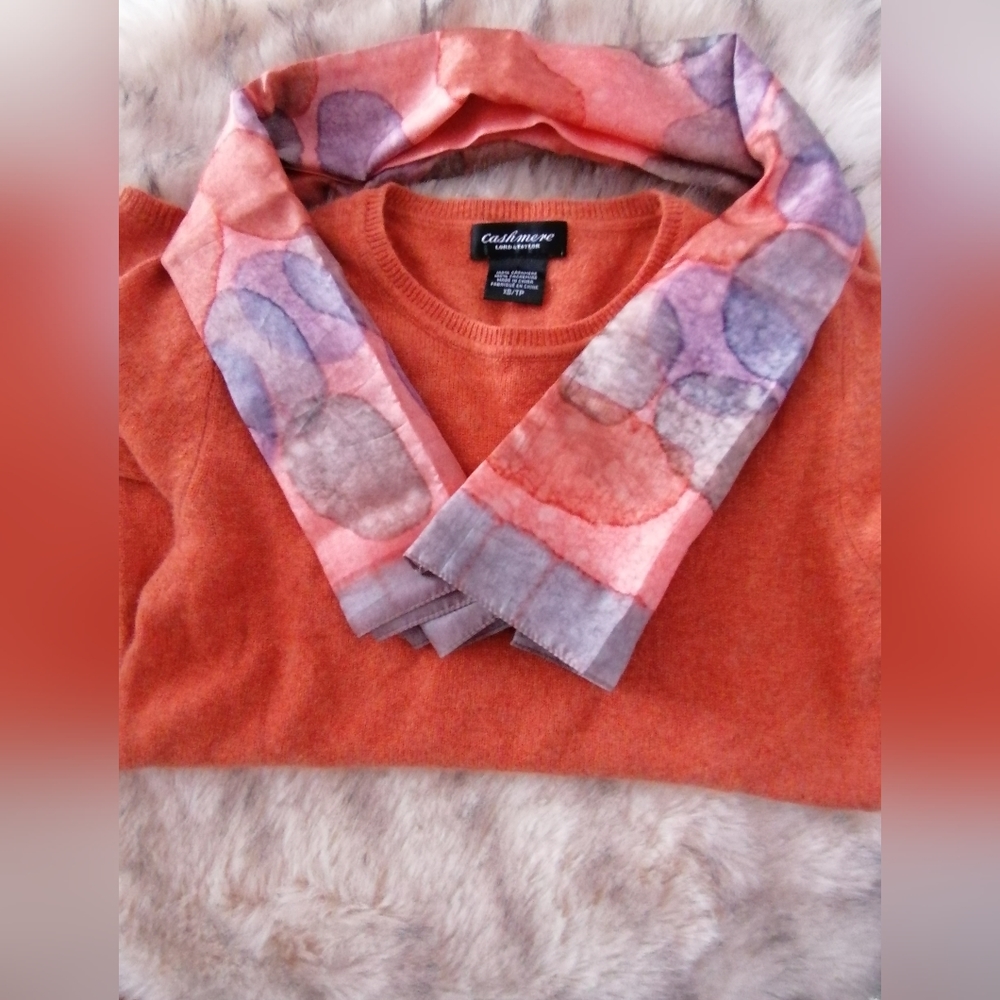 Cashmere sweater with free silk scarf